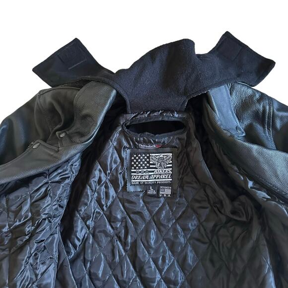 Bikers Dream Apparel Women L Black Leather Motorcycle Jacket Thinsulate Quilted - Picture 5 of 10